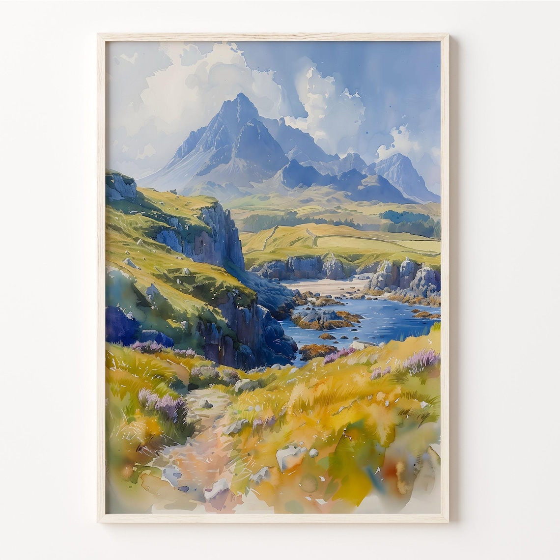 Isle Of Skye Watercolor Travel Poster, Scotland