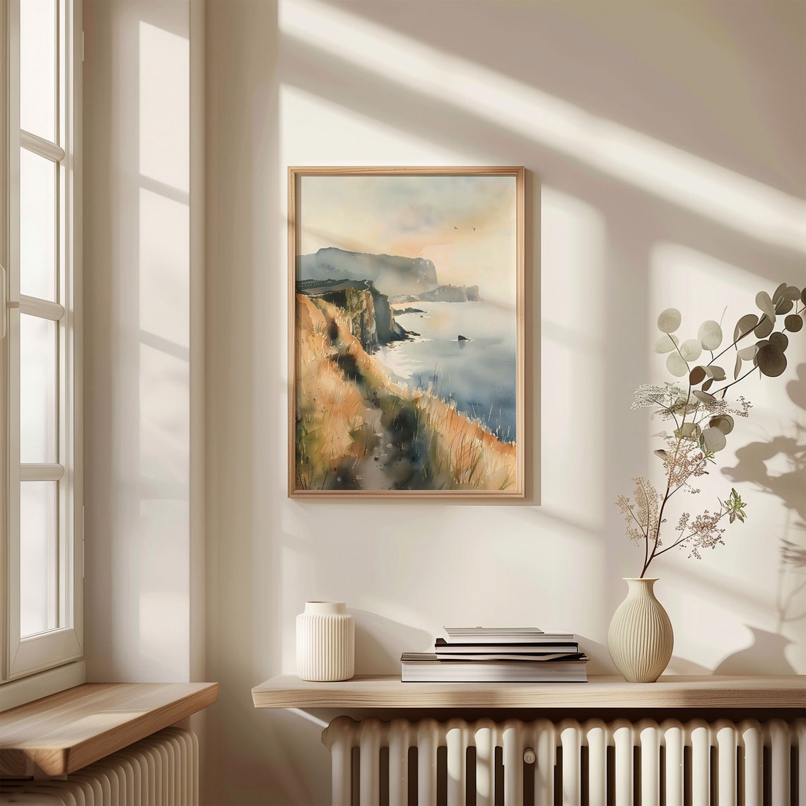 Lizard Point Cornwall Watercolor Poster Golden Cliffs Sea Grasses - Image 4