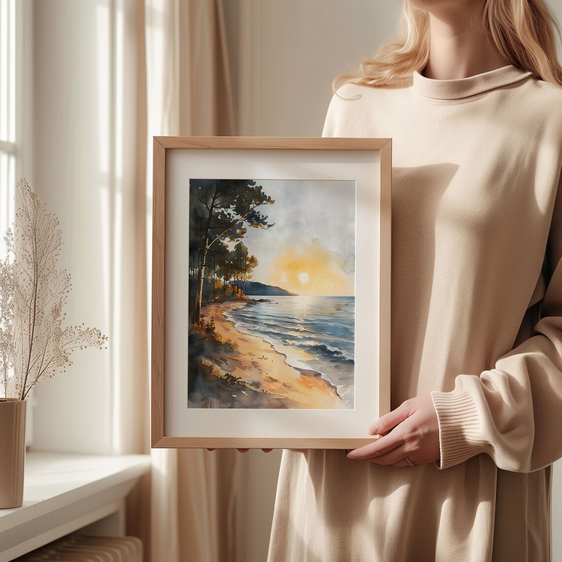 Lake Michigan Watercolor Painting Travel Poster - Image 2