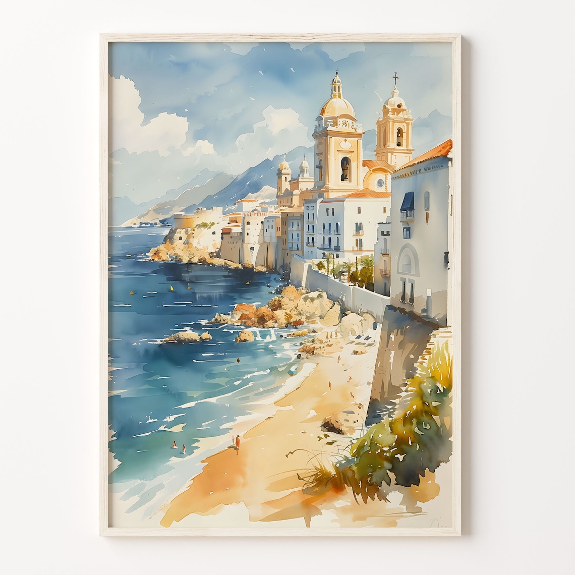 Cadiz Watercolor Painting Spain Travel Poster