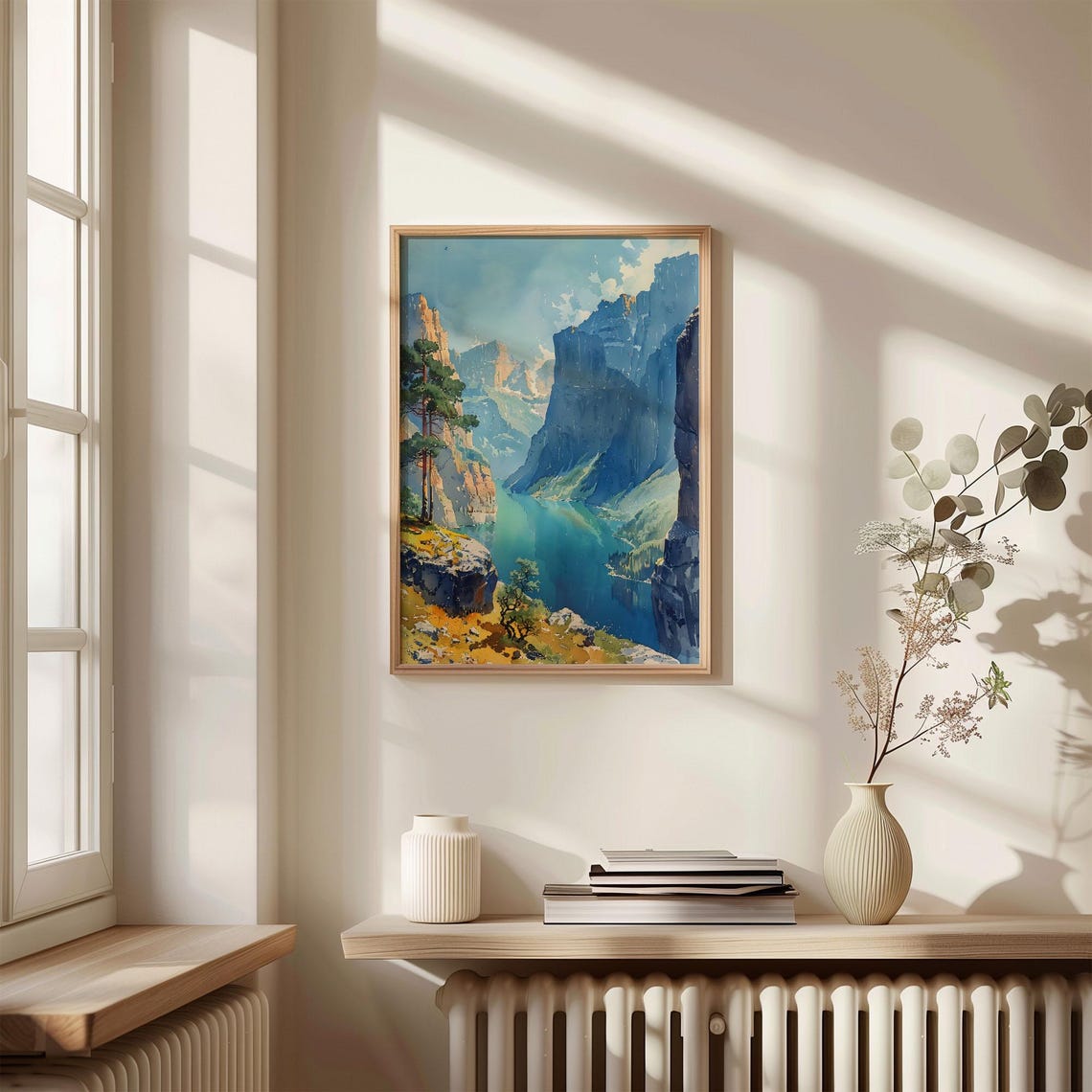 Norway Trolltunga Fjord Cliffs Scenic Watercolor Travel Poster - Image 4