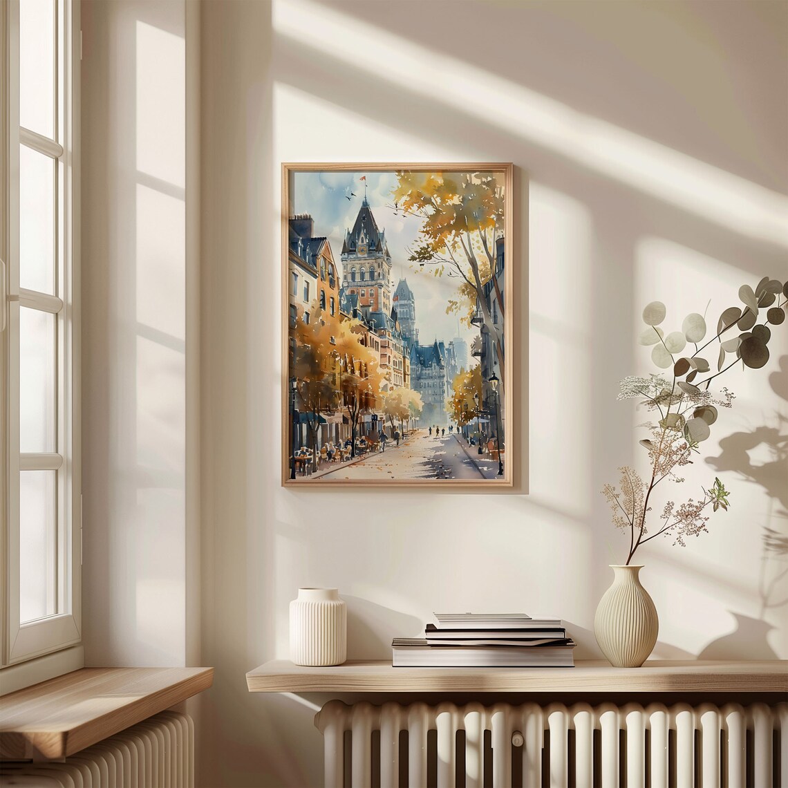 Montreal Quebec Old Town Chateau Autumn Street Watercolor Poster - Image 4