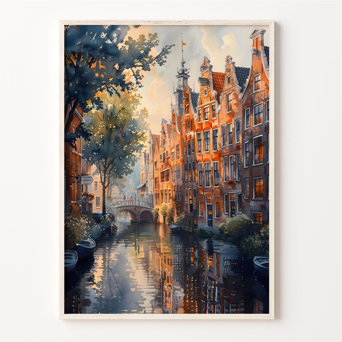 Netherlands Watercolor Travel Poster, Europe Wall Art