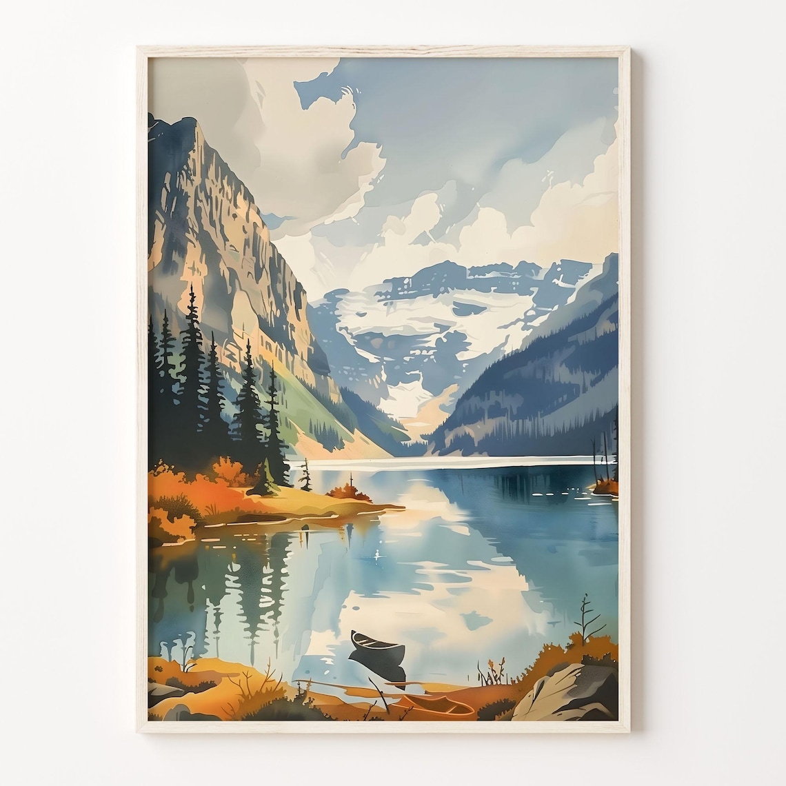 Lake Louise Watercolor Painting Alberta Canada Art Print