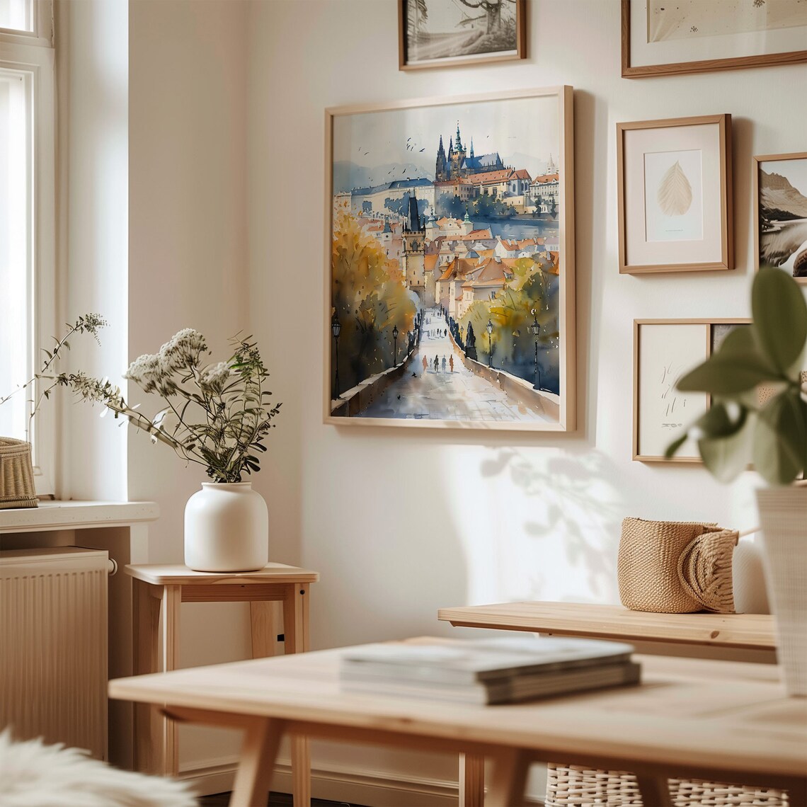 Prague Watercolor Painting Travel Poster, Cityscape Decor - Image 3