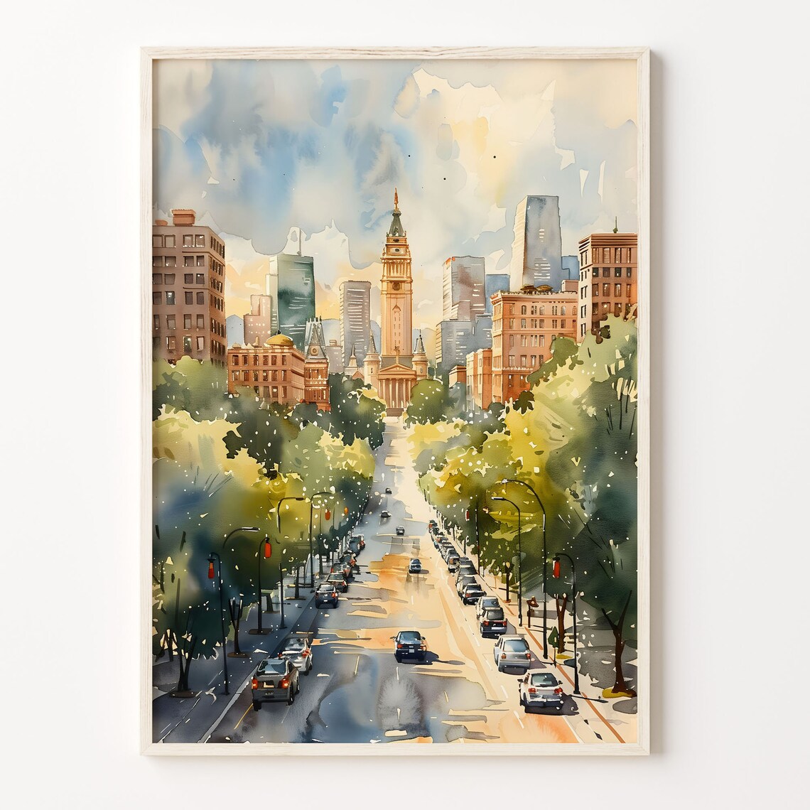 Denver Watercolor Poster, Colorado Rocky Mountains