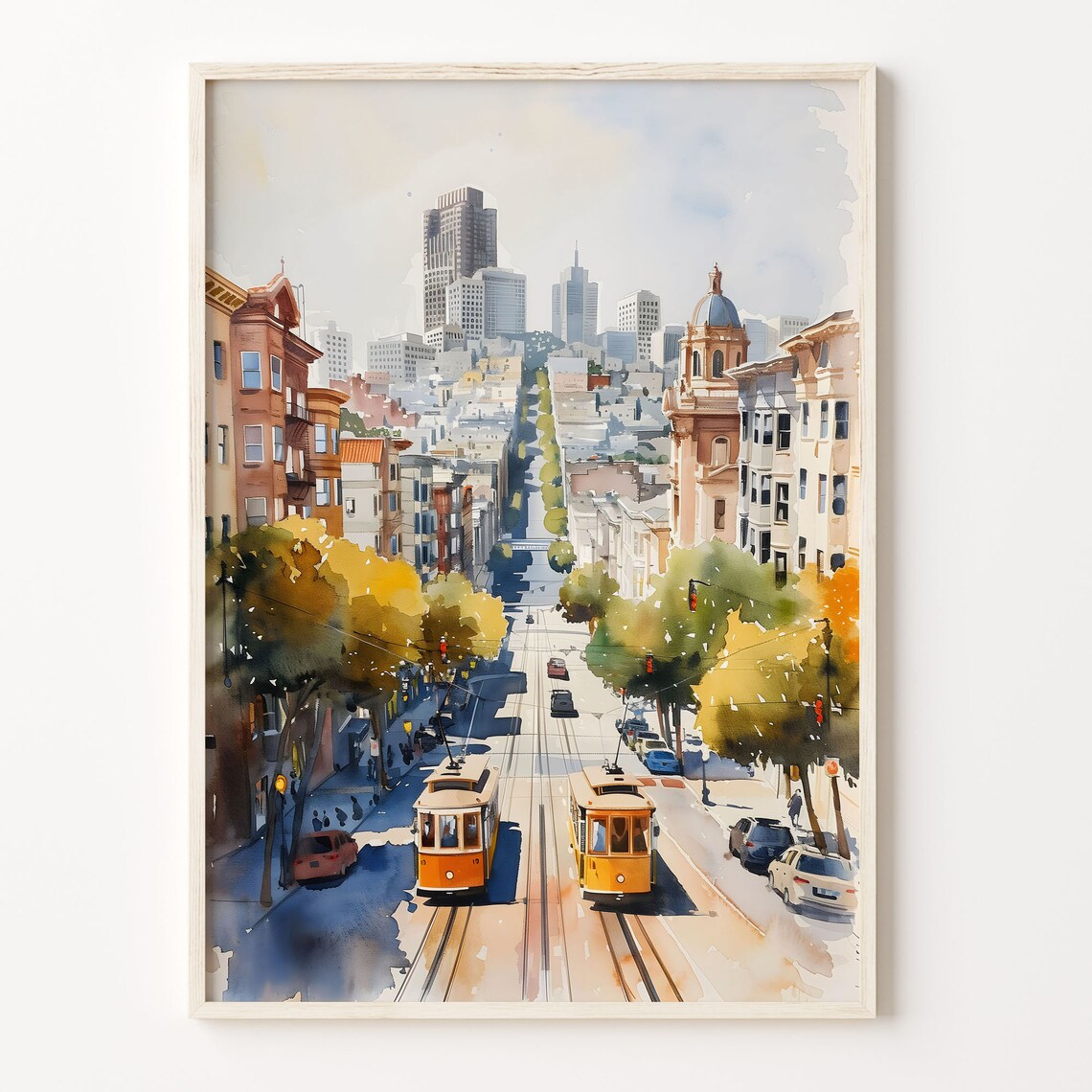San Francisco Watercolor Golden Gate Bridge Travel Poster