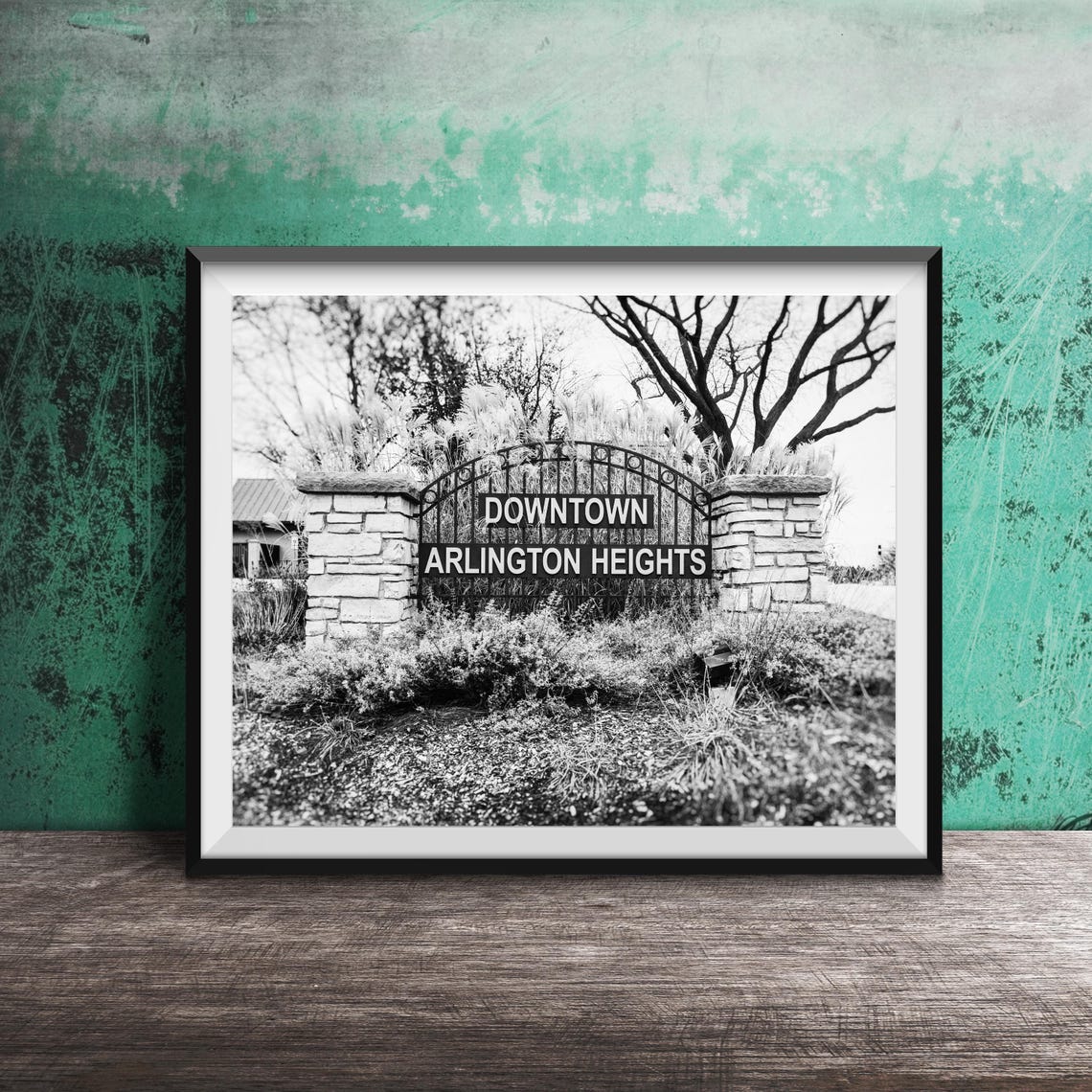 Downtown Arlington Heights Stone Gate Sign Photography Poster - Image 2