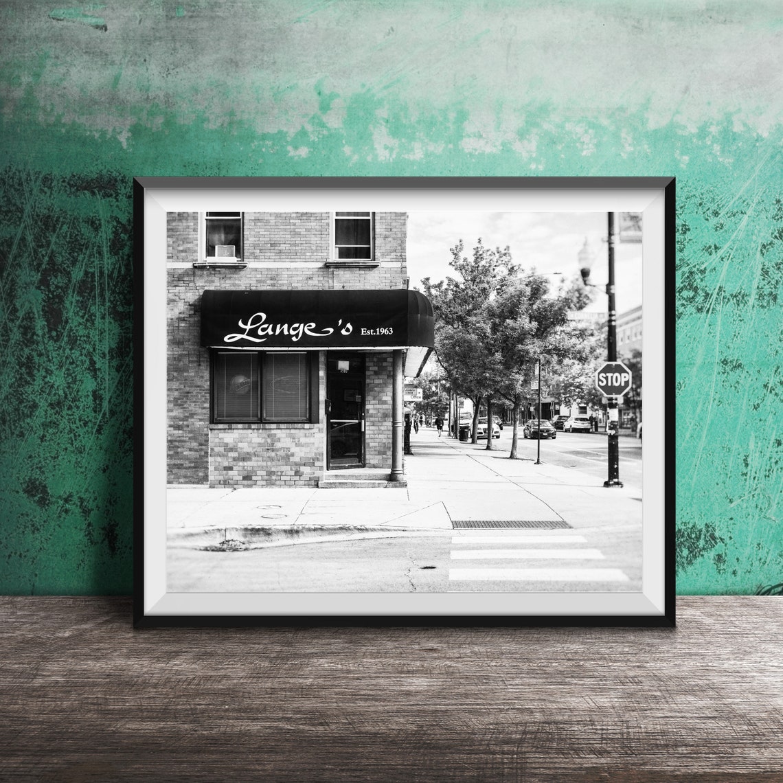 Lange's Bar Corner Storefront Est 1963 Chicago Street Photo Poster - Image 2