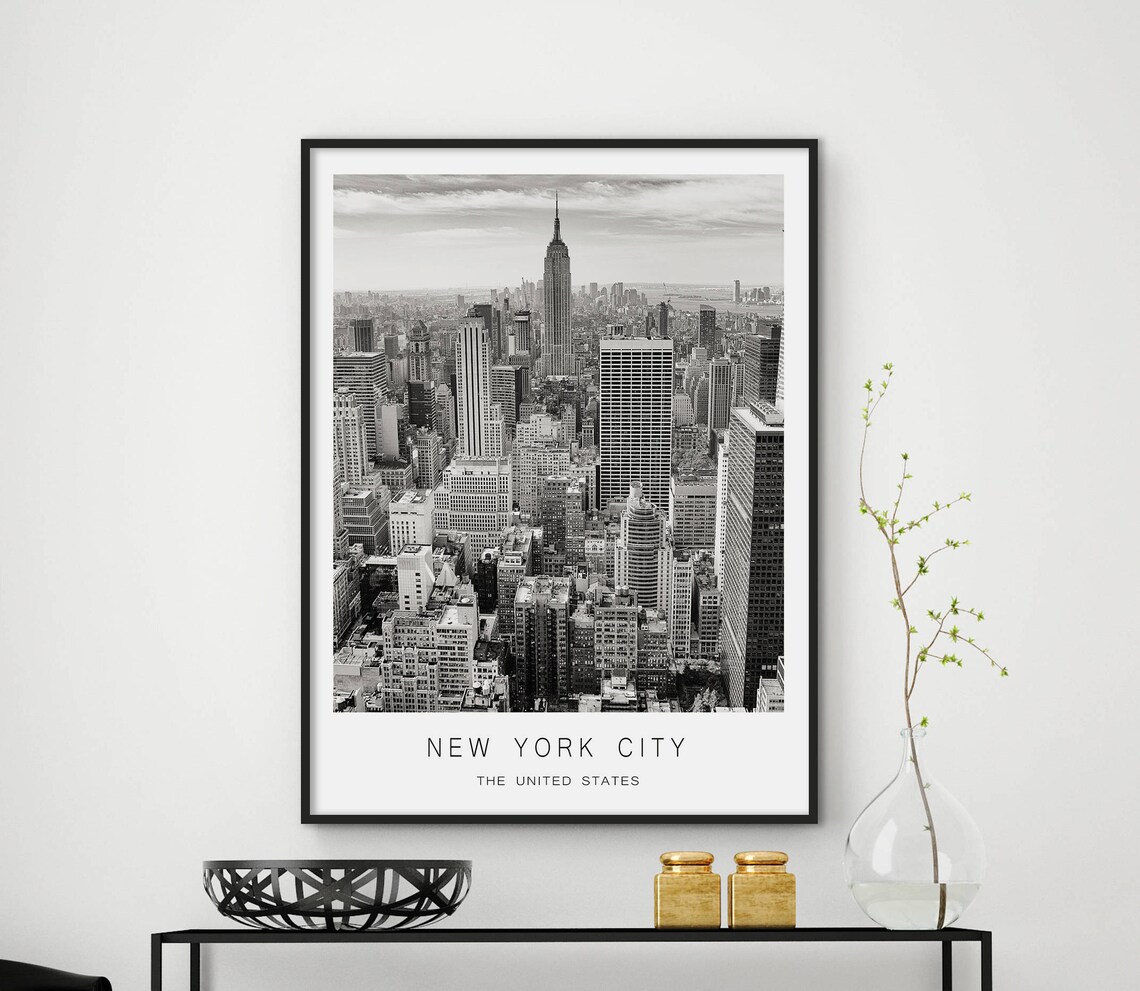New York City Black And White Skyline Empire State Photography Poster