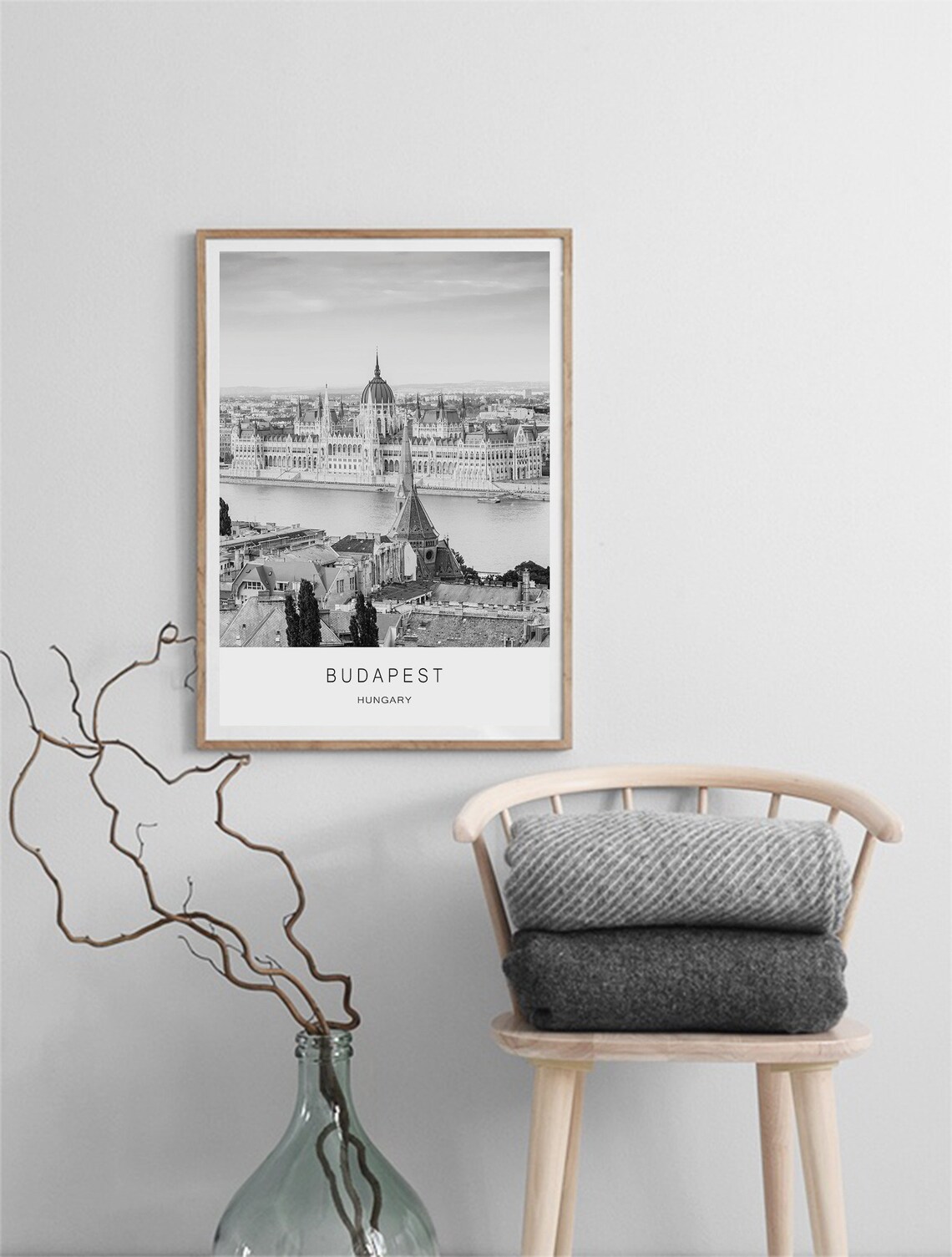 Budapest Hungary Parliament Black And White Danube Photo Poster - Image 2