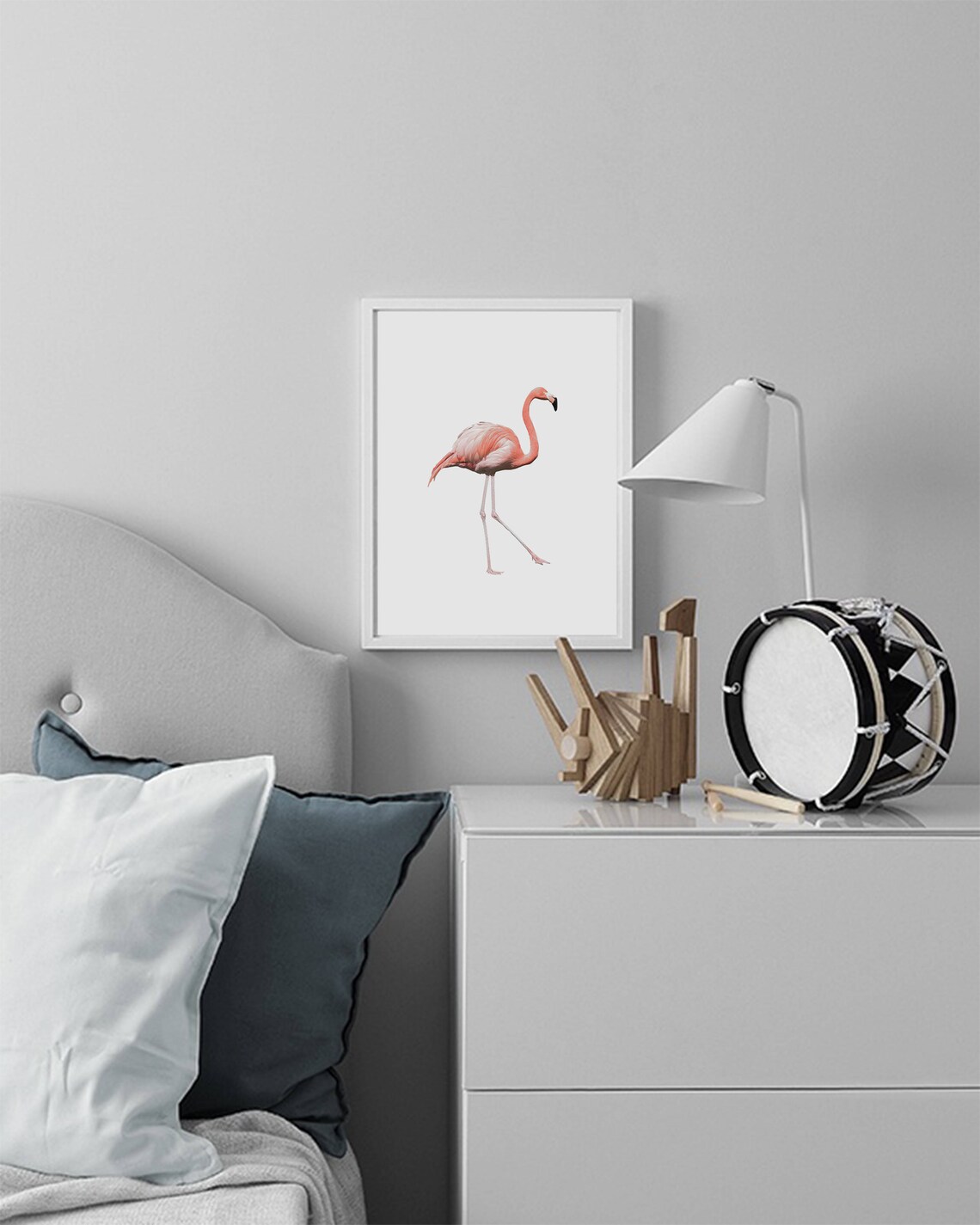 Pink Flamingo Standing Watercolor Minimal White Background Bird Poster - Image 3