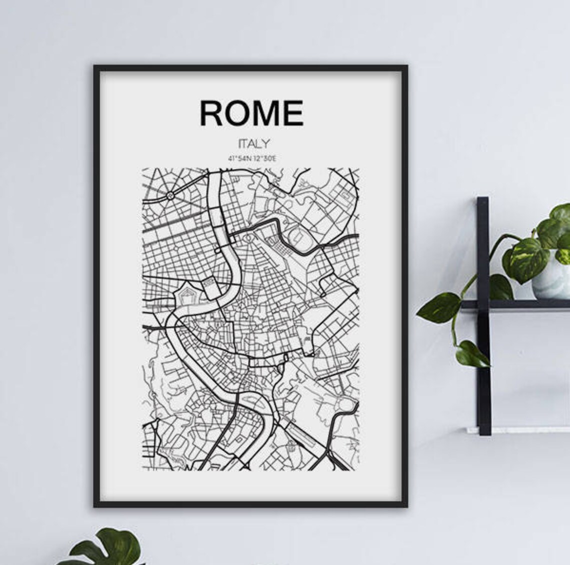 Rome Italy Historic Center Tiber River Street Map Minimalist Poster - Image 2
