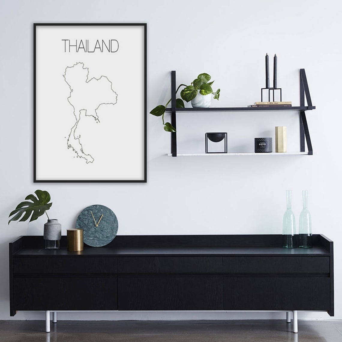 Thailand Outline Map Minimalist Scandinavian Style Home Wall Art - Image 2