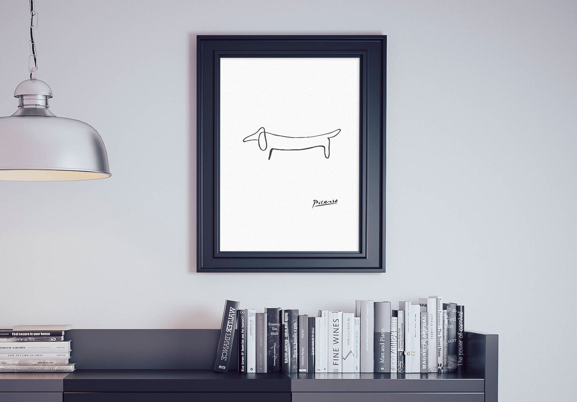Dachshund One Line Dog Drawing Picasso Signature Decor Art Poster - Image 2