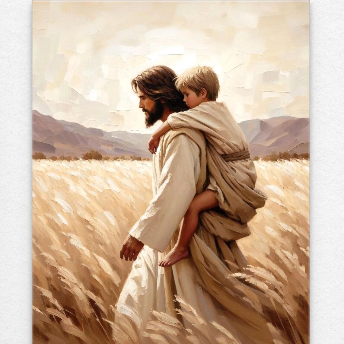 Jesus And Boy Christian Painting, Bible Wall Art