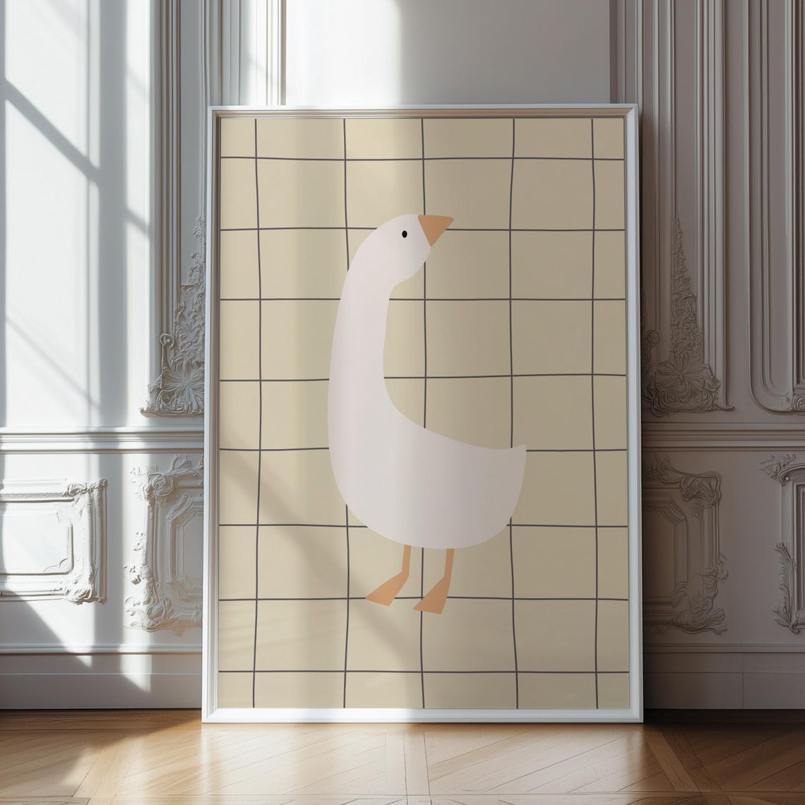 Minimalist Goose Bird Modern Farm Nursery Kids Room Decor Poster