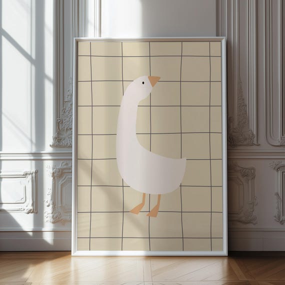 Minimalist Goose Wall Art Modern Farm Animal Nursery Decor Scandinavian Kids Room Rustic Country Bird Print