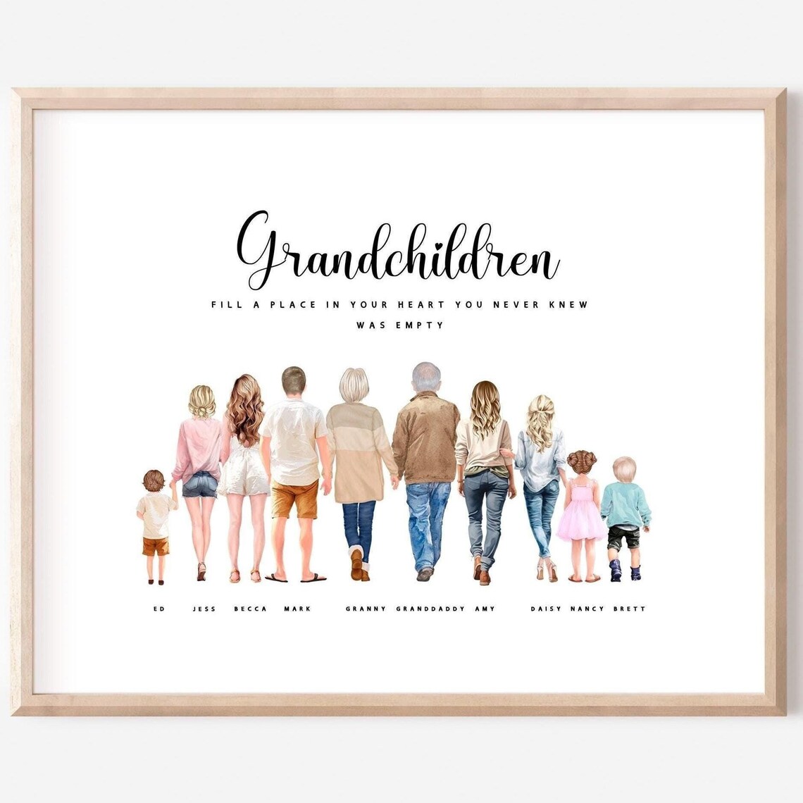 Grandchildren Fill a Place in Your Heart Custom Keepsake Gift Print