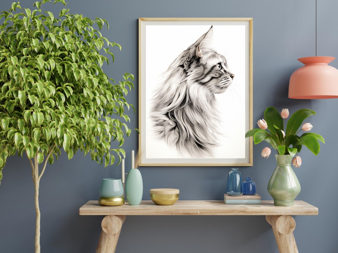 Cat Drawing, Cat Portrait, Cat Lover Gift - Image 2