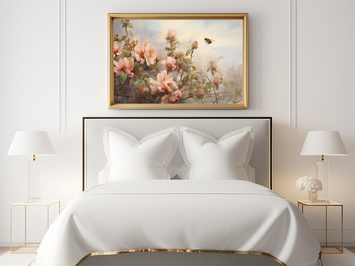 Pink Rose Bush, Cottagecore Vintage Farmhouse Art Print - Image 2