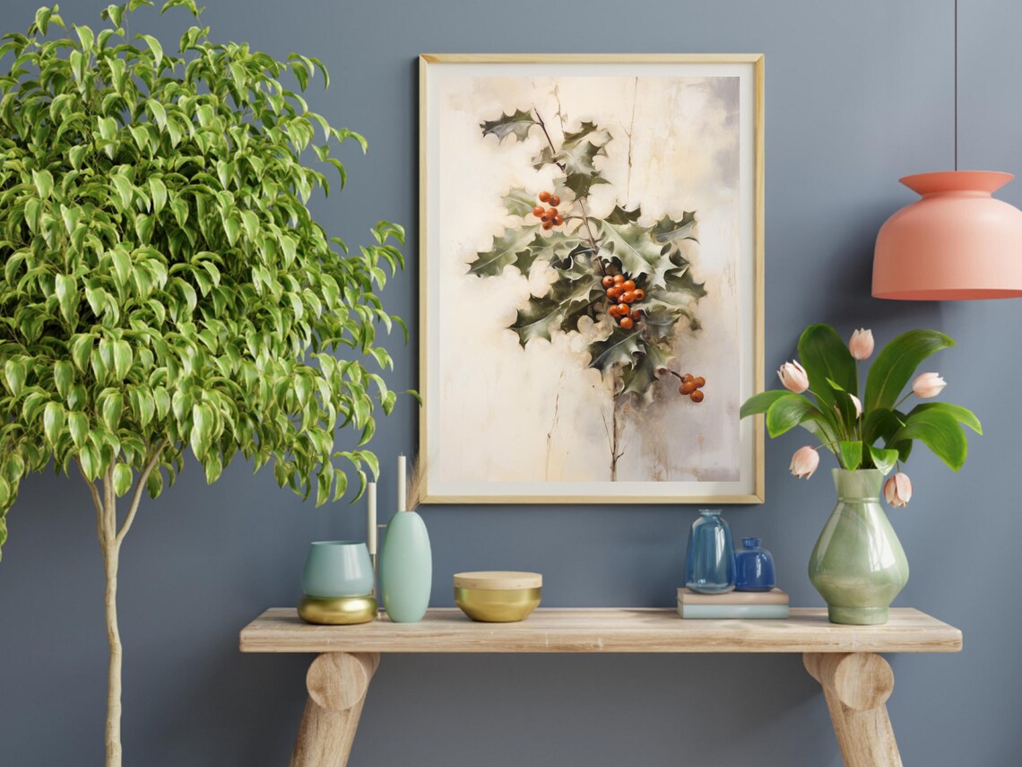 Holly Branch, Botanical Christmas Art Print - Image 2