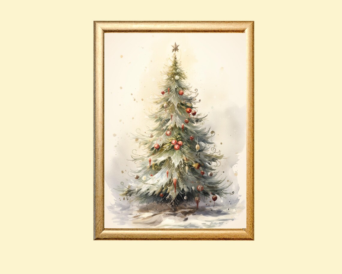 Vintage Christmas Tree Wall Art, Christmas Decor
