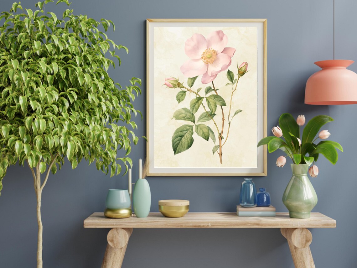 Vintage Rose Print, Farmhouse Floral Decor - Image 2