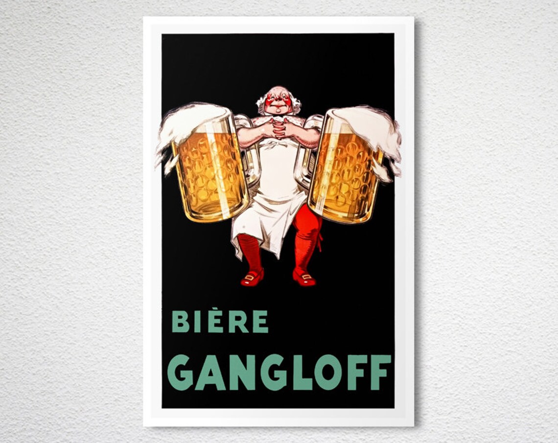 Biere Gangloff Giant Beer Mugs Vintage French Brewery Poster - Image 2