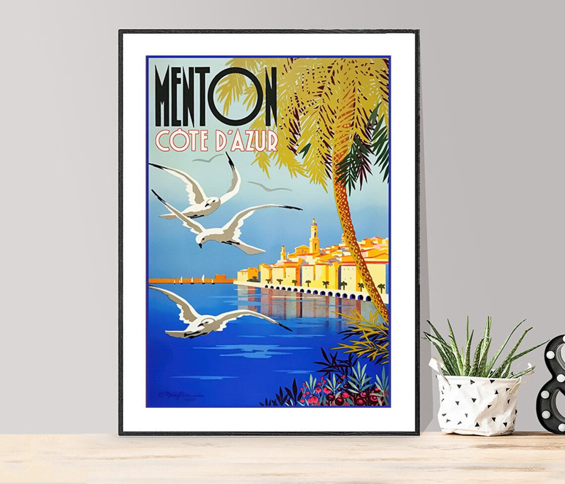 Menton Cote Dazur France Vintage Travel Poster