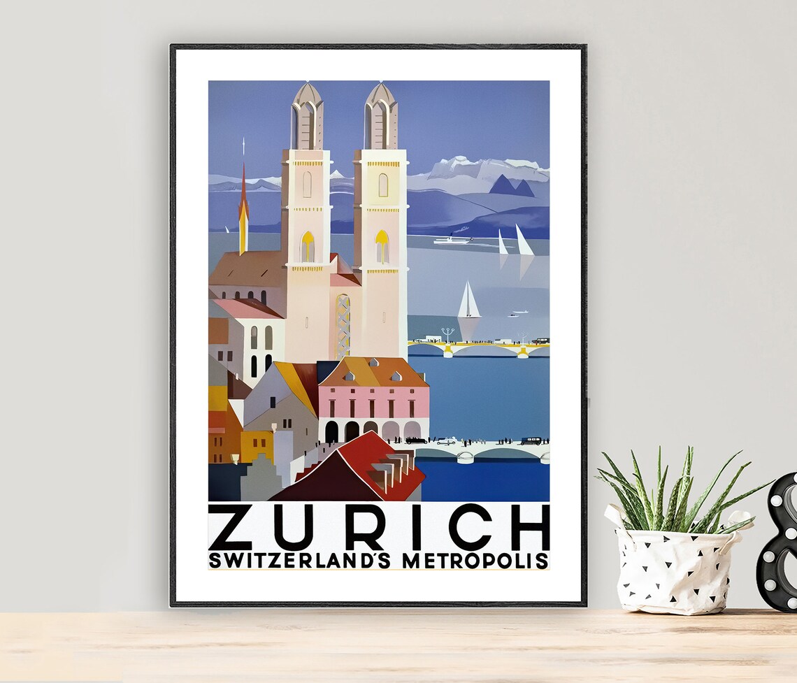 Zurich Switzerland Vintage Travel Poster Art Print
