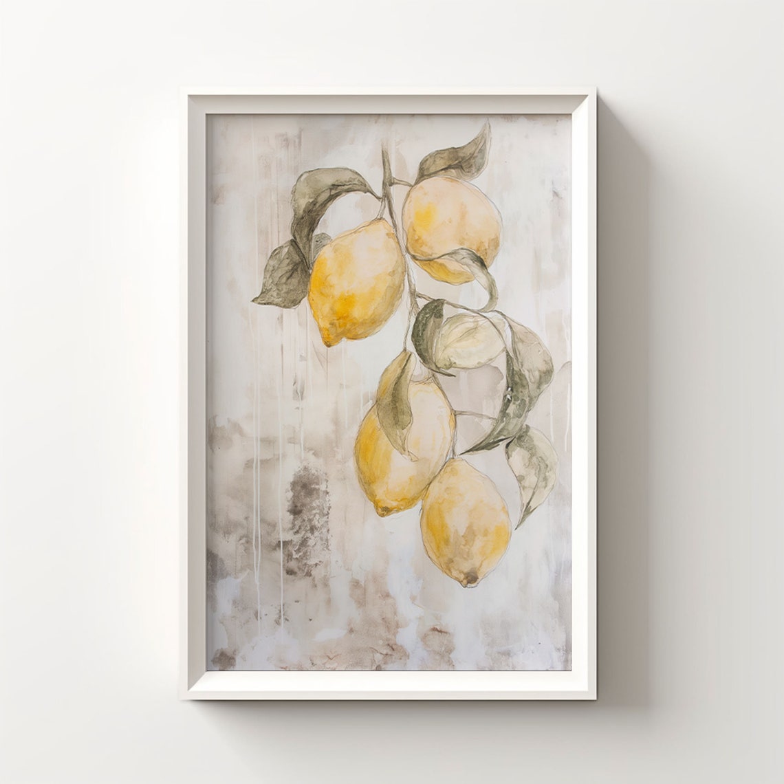 Vintage Lemon Wall Art Lemon Fruit Painting Kitchen Wall Art Rustic Kitchen Painting Fruit Wall Decor Fruit Art 134