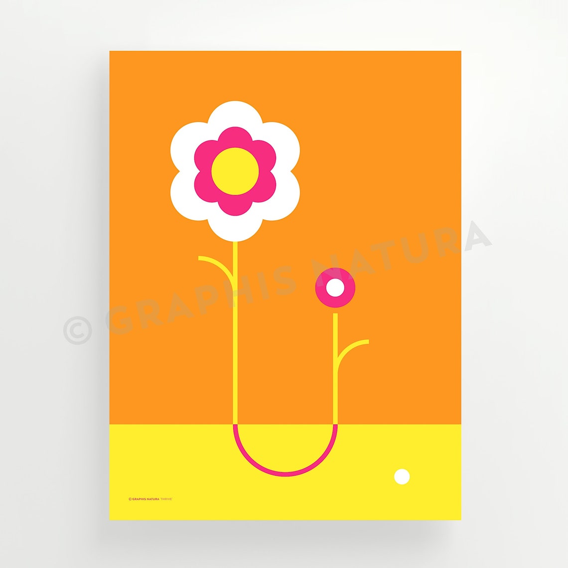 Minimalist Flower Art Print Floral Wall Art Geometric Flower Wall Art Orange Pink Flower Poster Nature Inspired Art Minimalist Decor - Image 3