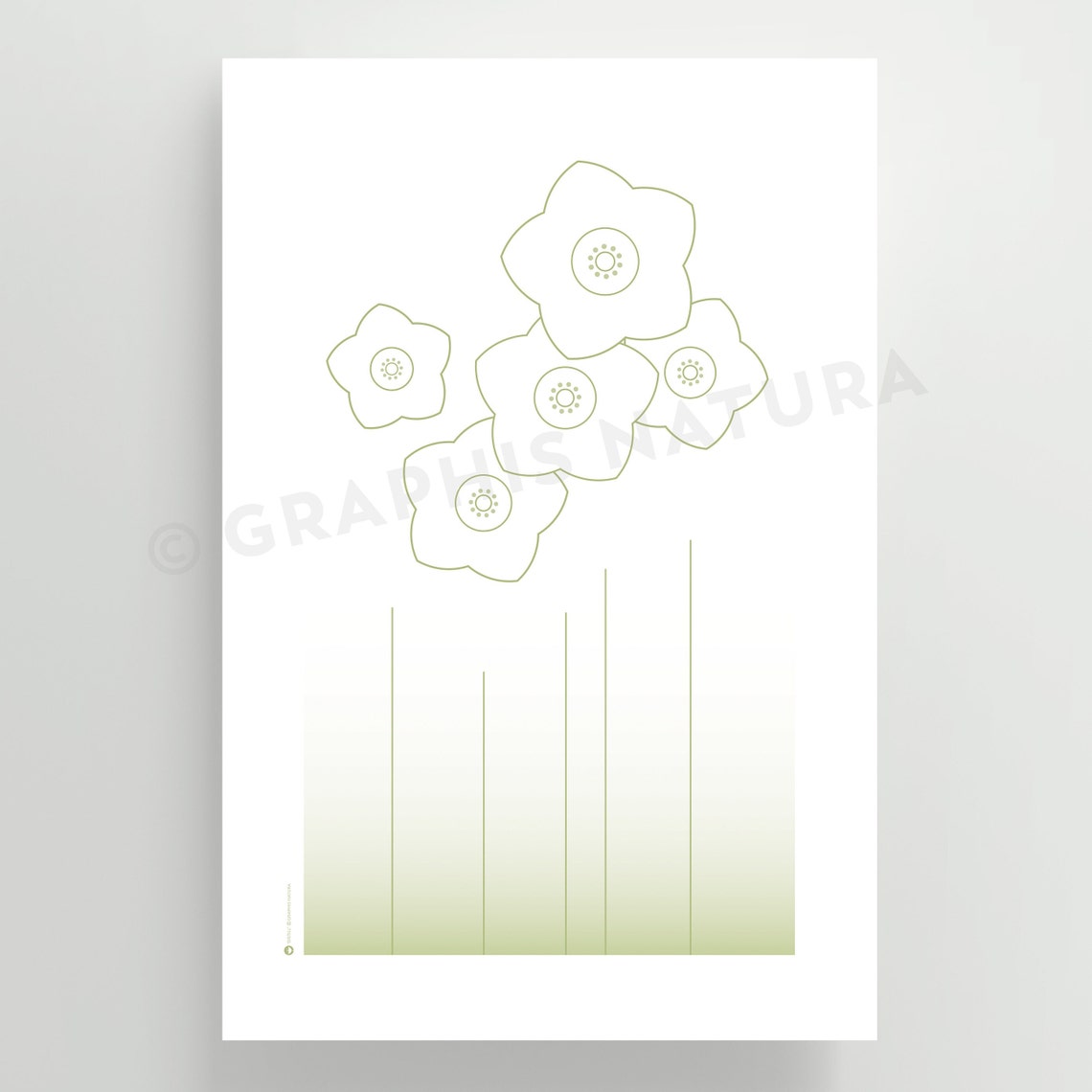 Blue Gray Line Wildflowers Poster Minimalist Botanical Sketch - Image 2