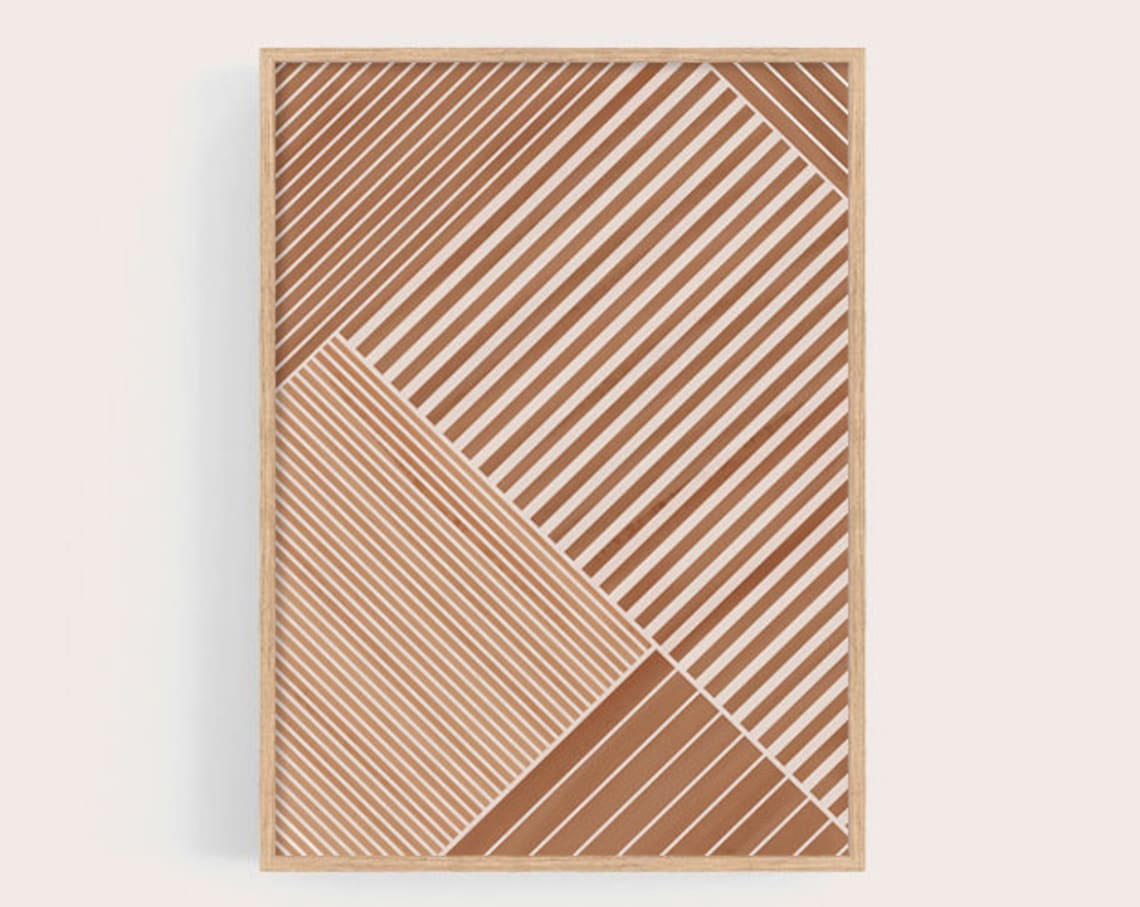 Stripes Geometric Abstract Art Print, Terracotta