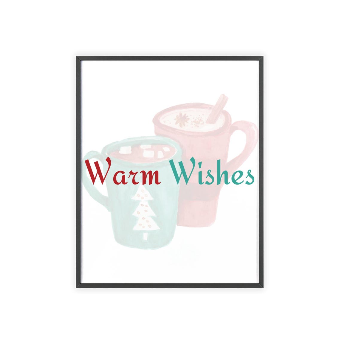 Warm Wishes Sweet Pastel Cocoa Mugs Cozy Christmas Holiday Poster - Image 3