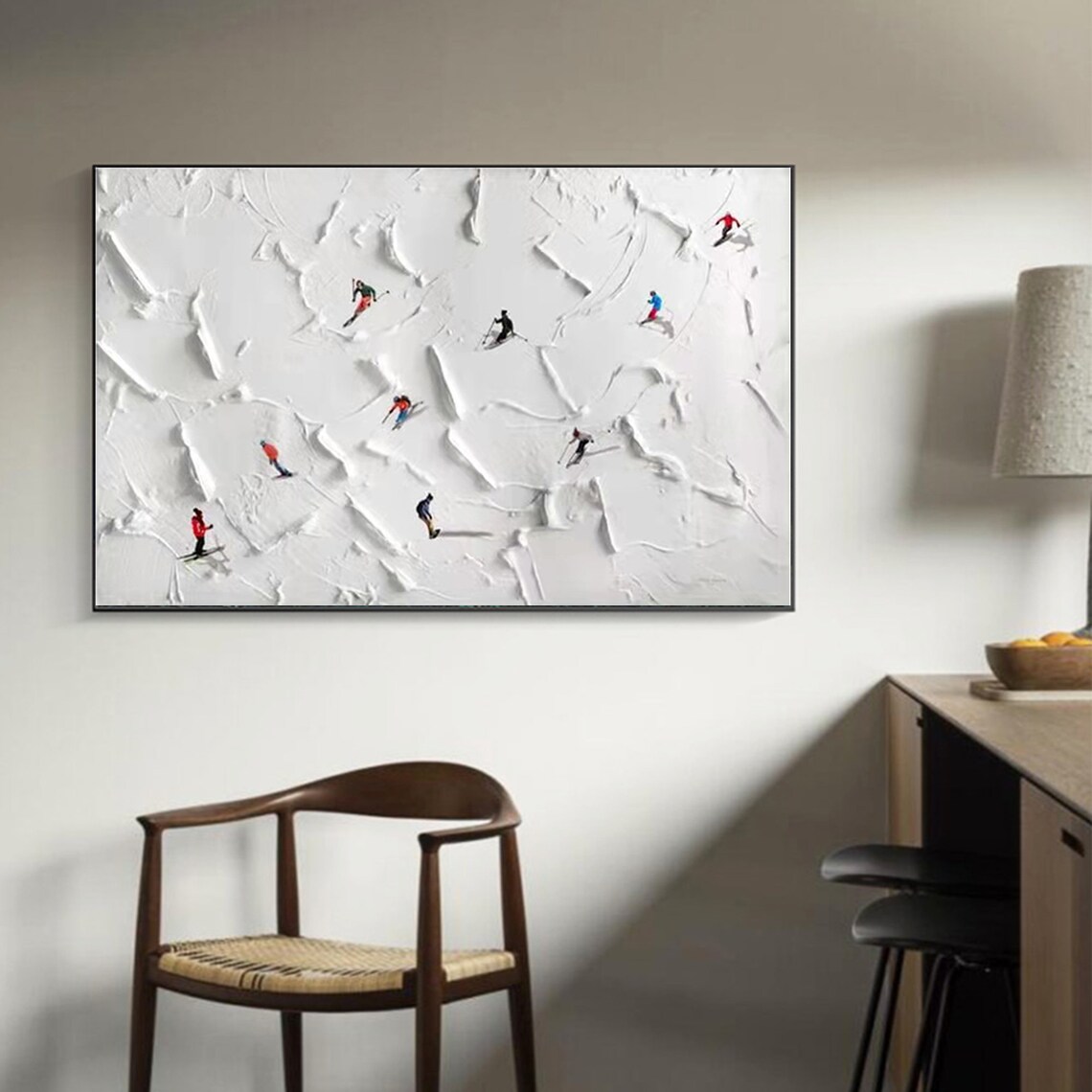 Skiing Sports Snowy Mountain Art Print, 3D Texture - Image 4
