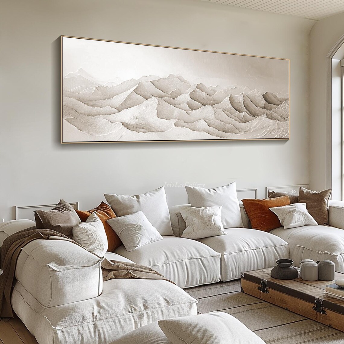 Beige Ivory Textured Plaster Mountains Minimalist Wabi Sabi Art Poster - Image 4