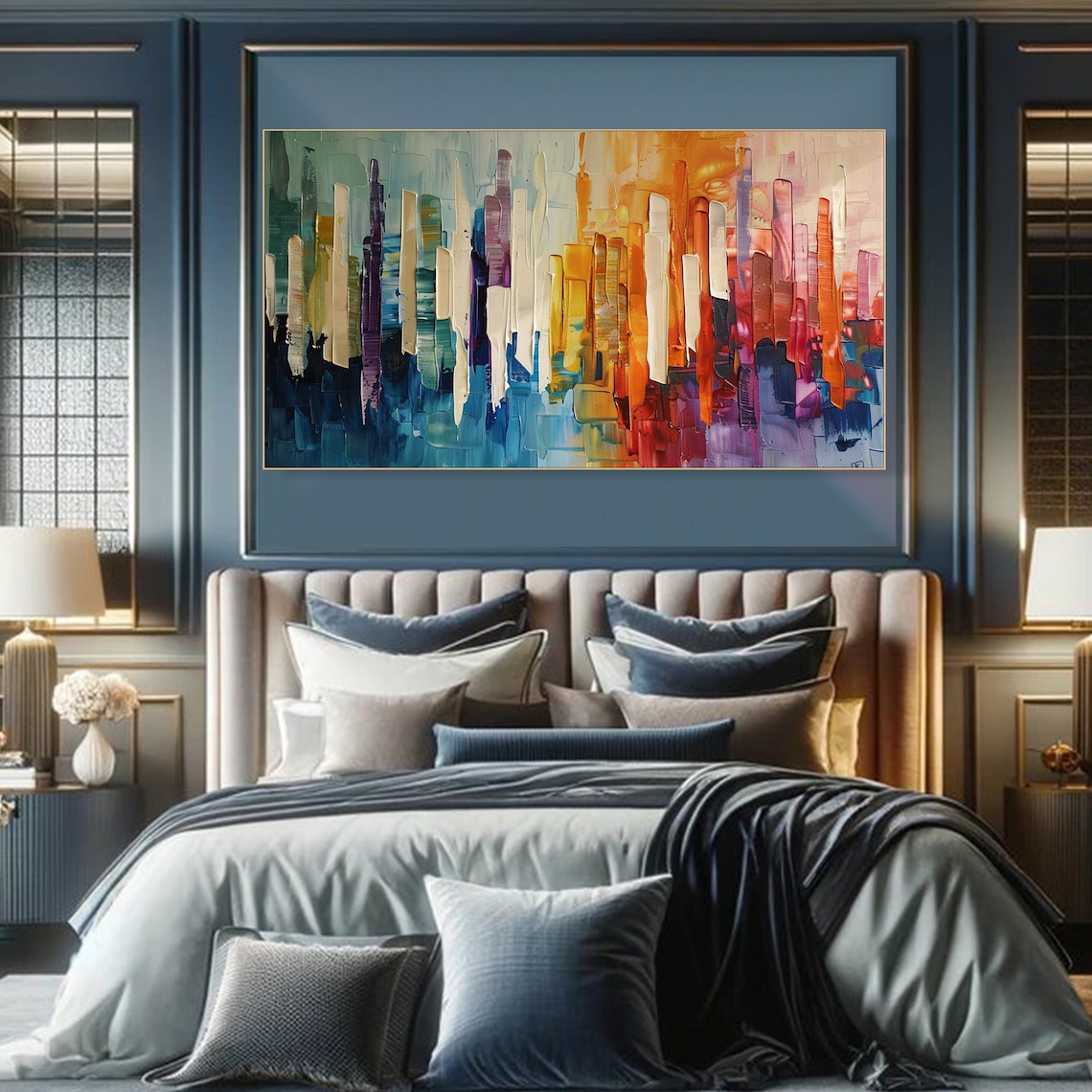 Abstract Colorful Cityscape Skyline Wall Art Print - Image 3