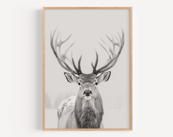 Winter Deer In The Snow Minimalist Christmas Poster