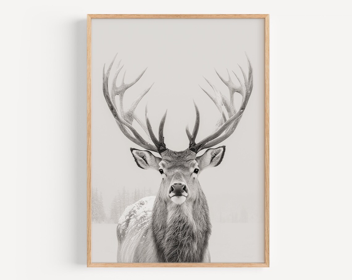 Winter Deer In The Snow Minimalist Christmas Poster