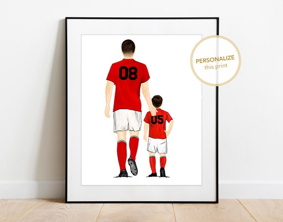 Personalized Soccer Player Dad And Son Print Fathers Day Custom Dad Son Best Friends Sports Team Gift Sports Fan Print