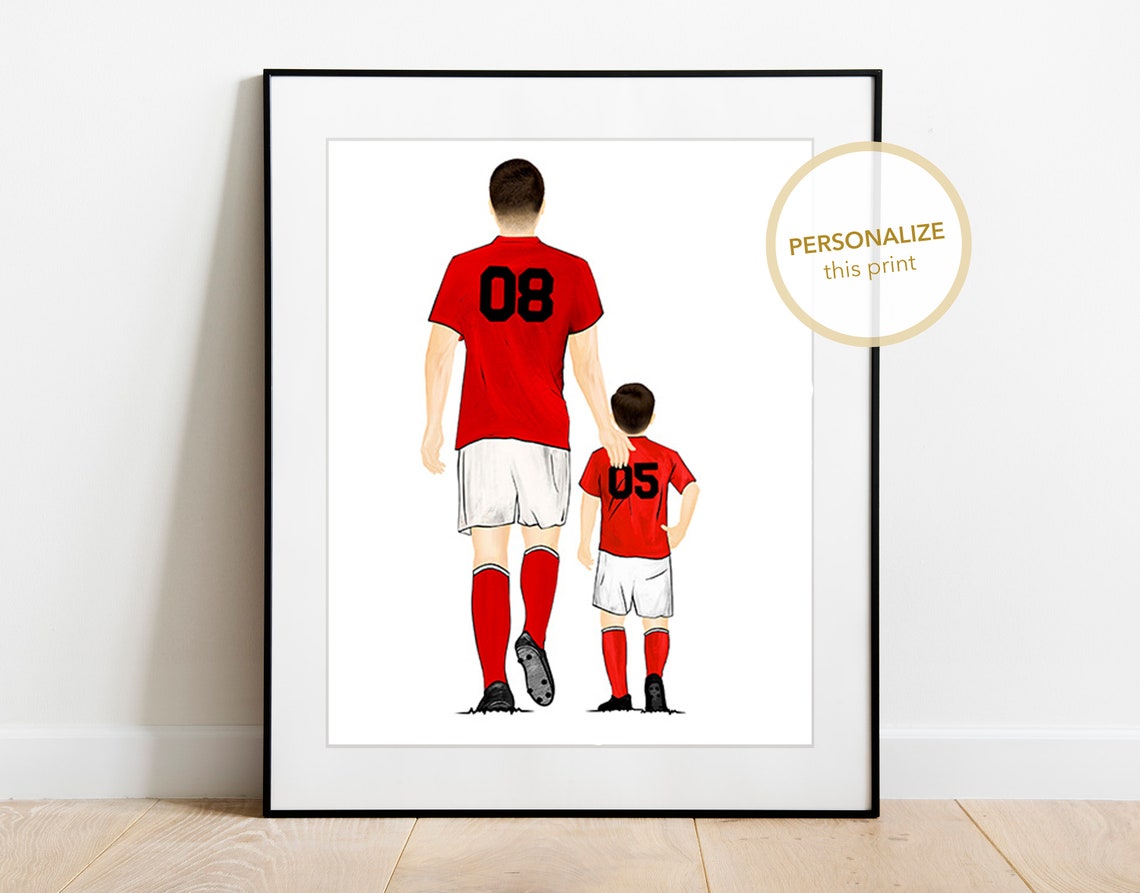 Personalized Father and Son Black Soccer Jerseys 14 and 24 Poster - Image 2