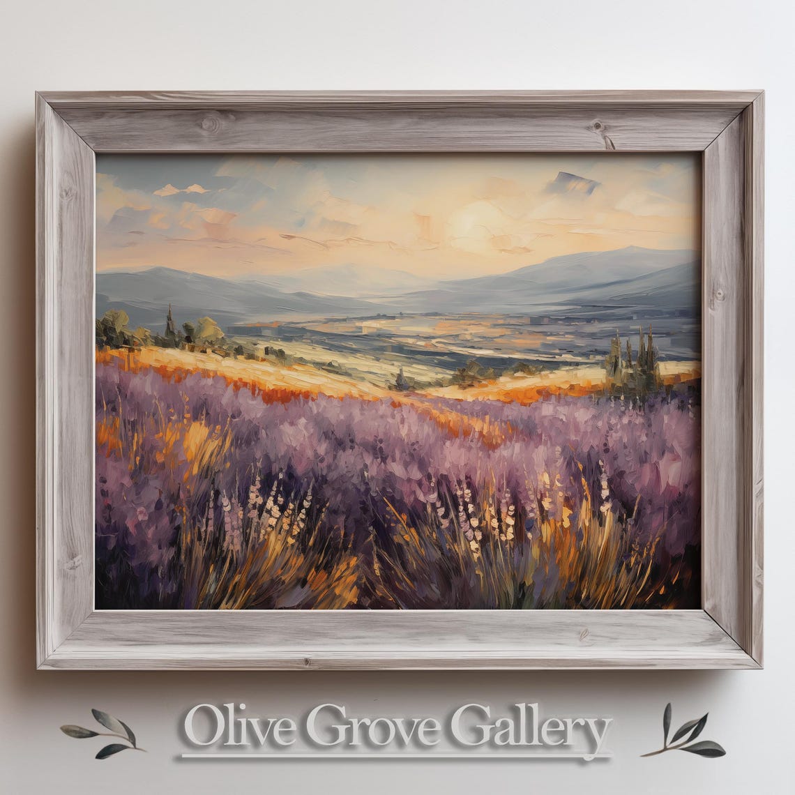 Lavender Field Provence Sunset Painting Purple Floral Landscape Poster