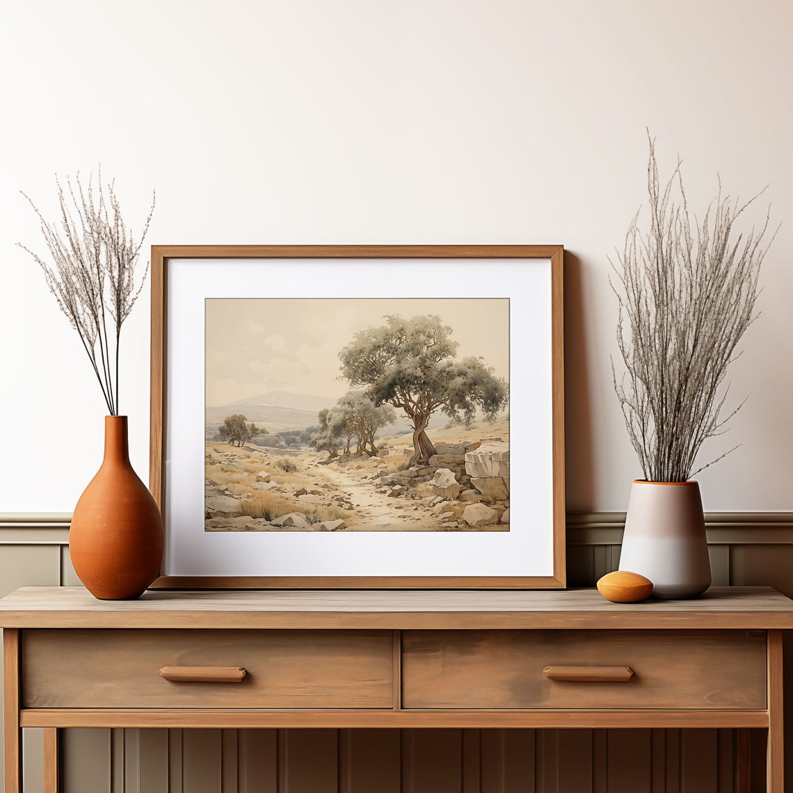 Rustic Olive Grove Rocky Path Golden Countryside Landscape Poster - Image 4