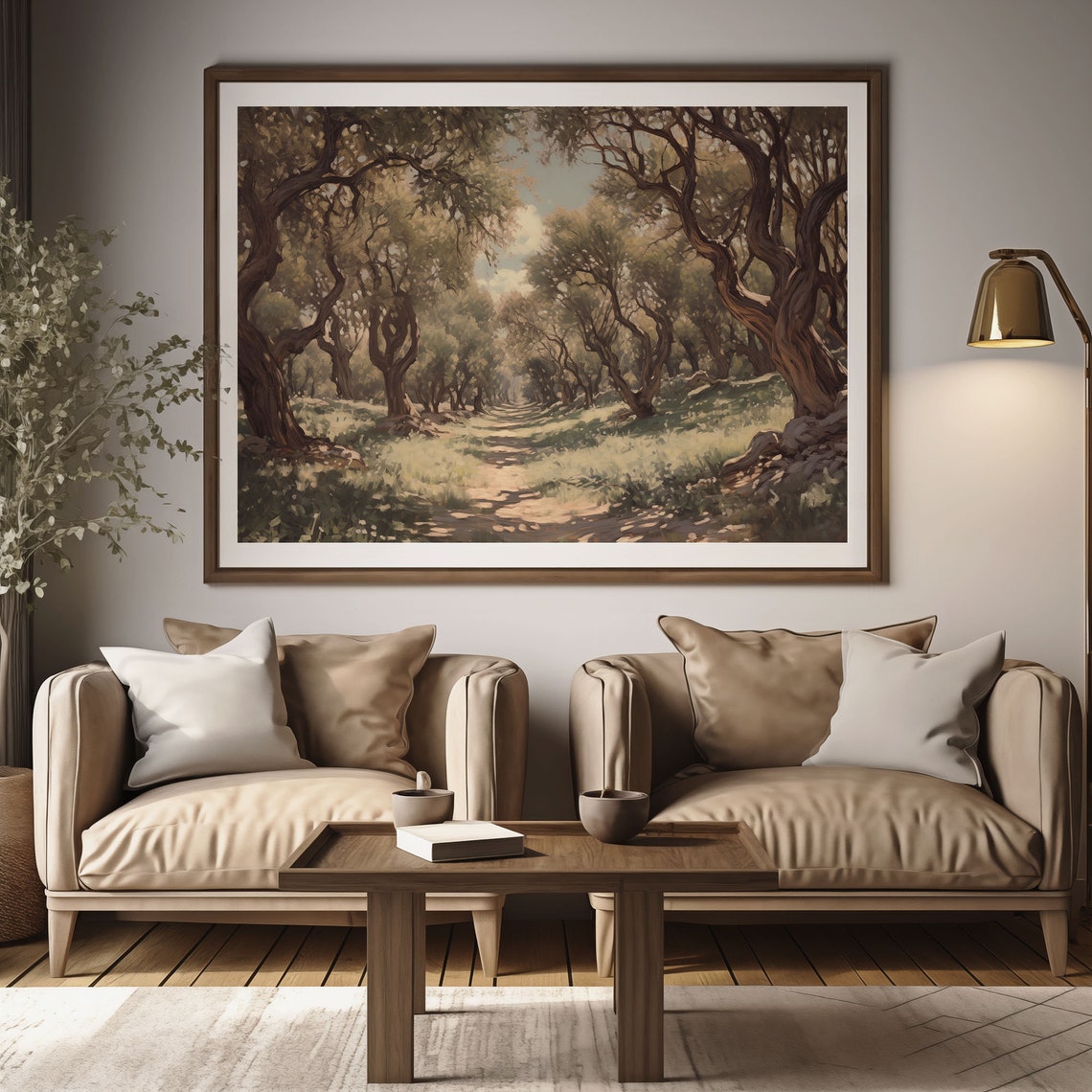 Olive Grove Path Dappled Light Twisted Trees Sunlit Trail Poster - Image 2