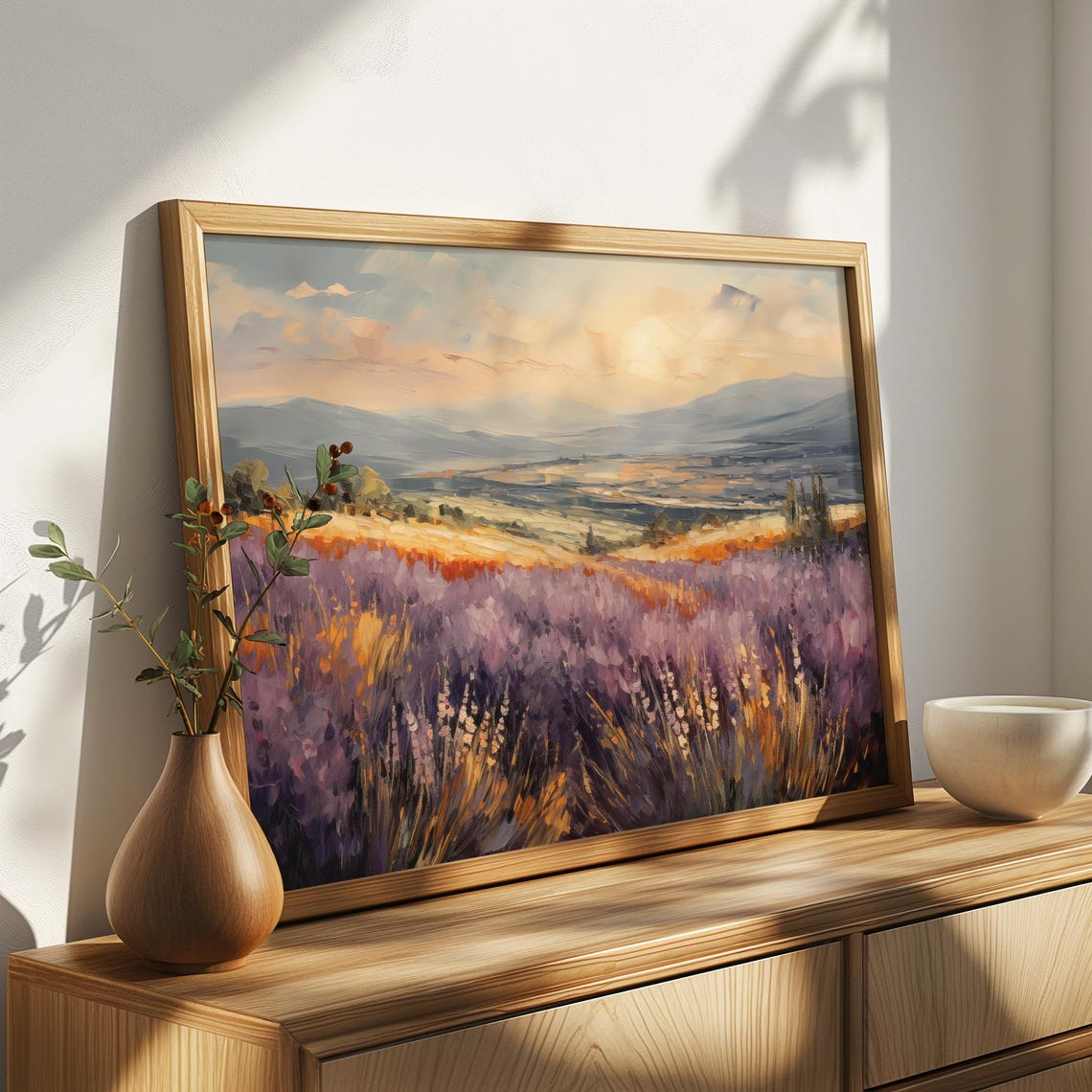 Lavender Field Provence Sunset Painting Purple Floral Landscape Poster - Image 4