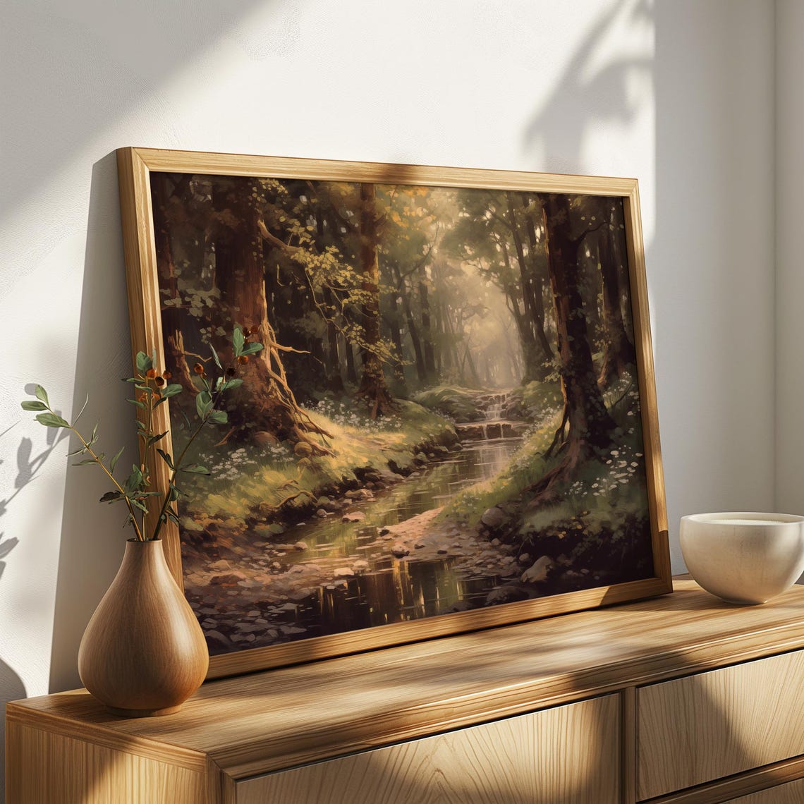 Forest Stream Winding Through Sunlit Woods Mossy Banks Poster - Image 4