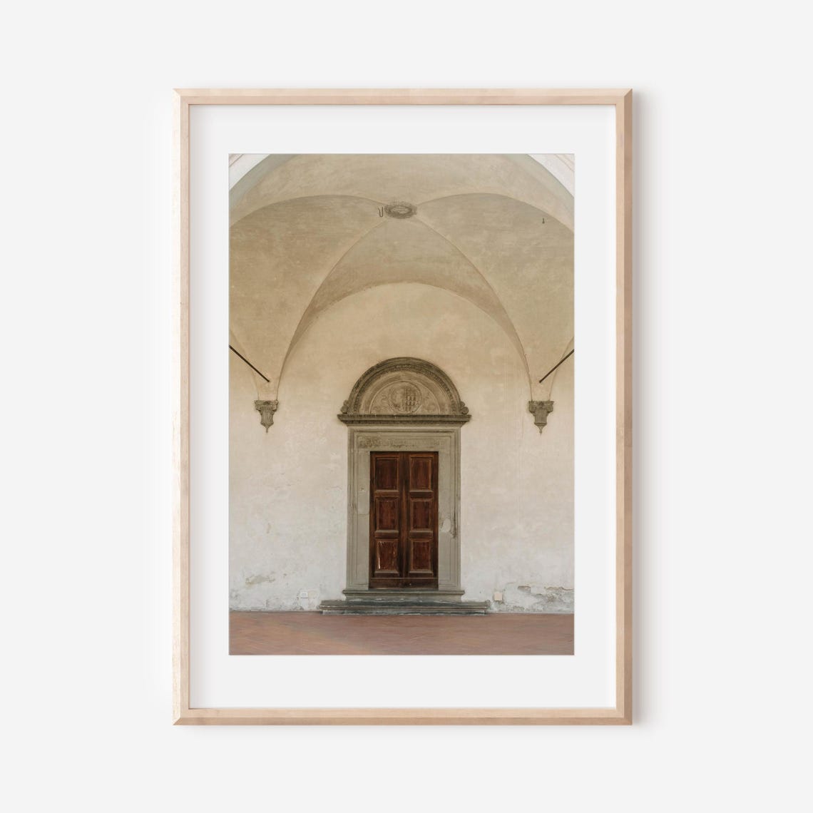 Historic Stone Archway with Wooden Door Italy Architecture Poster
