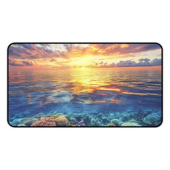 Ocean Sunset Coral Reef Mousepad Non Slip Desk Mat For Home Office Gaming And Writing Vibrant Large Mouse Pad In Multiple Sizes